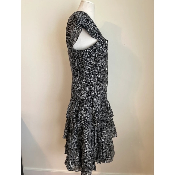 French Black White Ruffle Dress - Picture 5 of 7